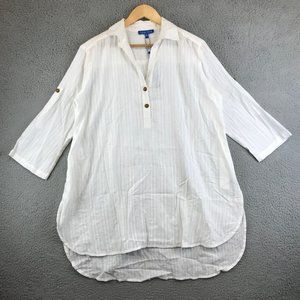 New Chelsea Taylor Swim white short sleeve blouse size M